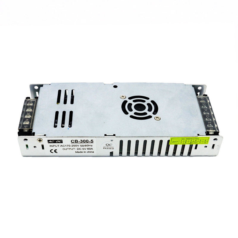 Het uiterst dunne Voltage regelde Omschakelingsvoeding 220V AC aan van het het Aluminiumgeval van gelijkstroom 5V 300W 60A Transformatie van de de Ventilatoraandrijving de Ingebouwde